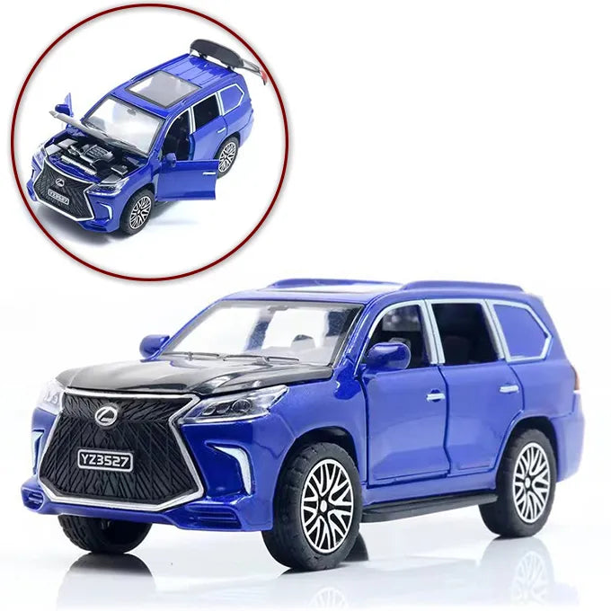 Lexus Land Cruiser Prado - Alloy Children's Sports Model Car Die-Cast Metal Toy Car - Front Doors & Boot & Hood Open - Size Approx. 5 inch - White