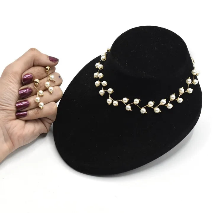 Pack of 03 New Arrival Hot Fashion Jewellery Set Pearl Choker Necklace With Ear Rings Exotic for Women Girls