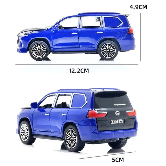 Lexus Land Cruiser Prado - Alloy Children's Sports Model Car Die-Cast Metal Toy Car - Front Doors & Boot & Hood Open - Size Approx. 5 inch - White