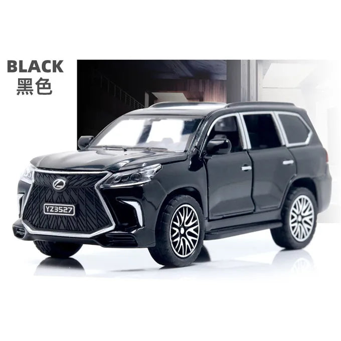 Lexus Land Cruiser Prado - Alloy Children's Sports Model Car Die-Cast Metal Toy Car - Front Doors & Boot & Hood Open - Size Approx. 5 inch - White