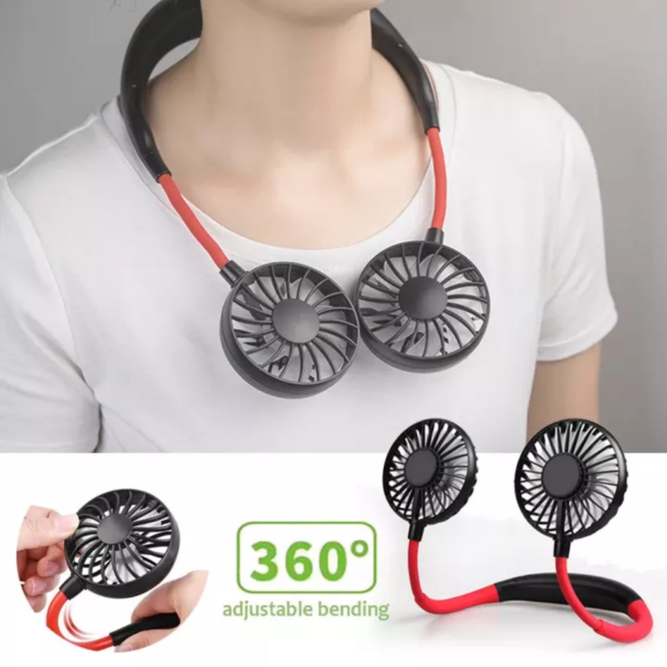 Neck Fan for Kitchen | with RGB Lights Folding Handheld Fan Wearable Portable Neckband Mini Fan USB Chargeable Air Cooler Fan
