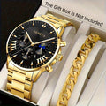 Pack of 2 Fashion Mens Stainless Steel Random Dial Watches Wristwatch Calendar Luminous Clock Men Business Casual Watch