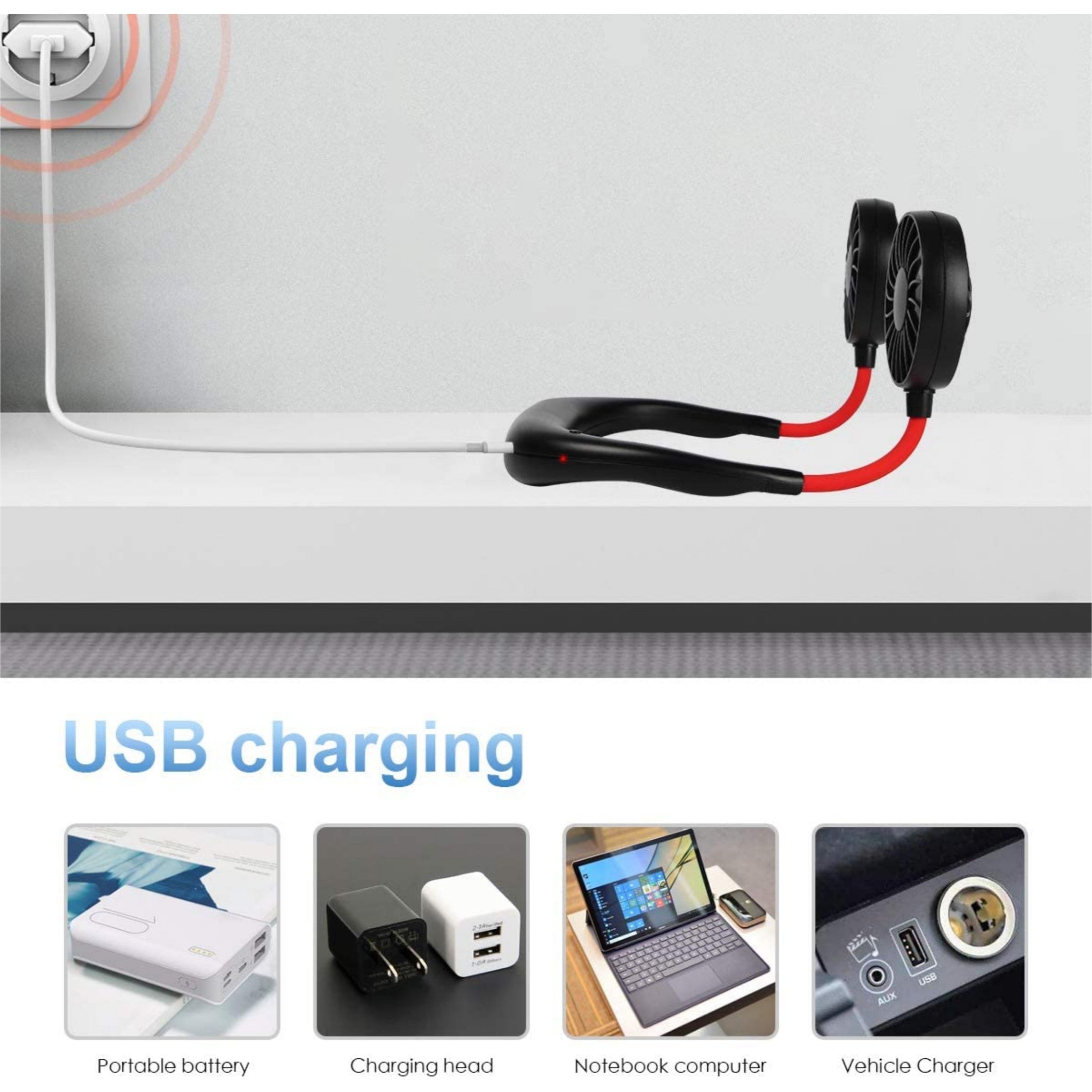 Neck Fan for Kitchen | with RGB Lights Folding Handheld Fan Wearable Portable Neckband Mini Fan USB Chargeable Air Cooler Fan