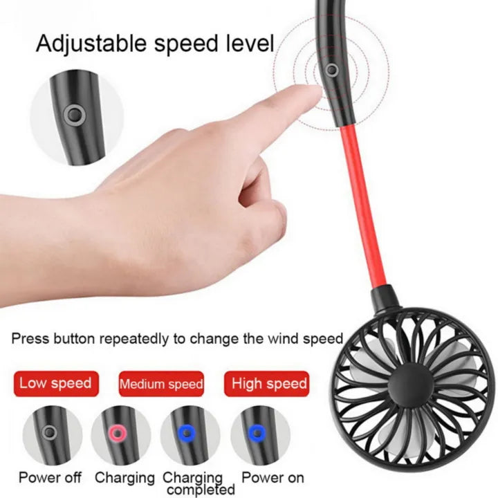 Neck Fan for Kitchen | with RGB Lights Folding Handheld Fan Wearable Portable Neckband Mini Fan USB Chargeable Air Cooler Fan
