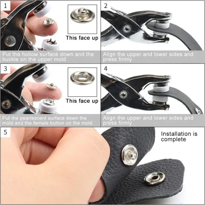 High Quality Metal Snap Buttons Press Plier_9.5mm Metal Sewing Prong Ring Buttons Clip Plier _Diy Button Punch Tool For Baby Clothes_abaya Ring Metal Button Presser Machine Fastener Snap Buttons Kit Tich Button Tool Kit (Homeducts)