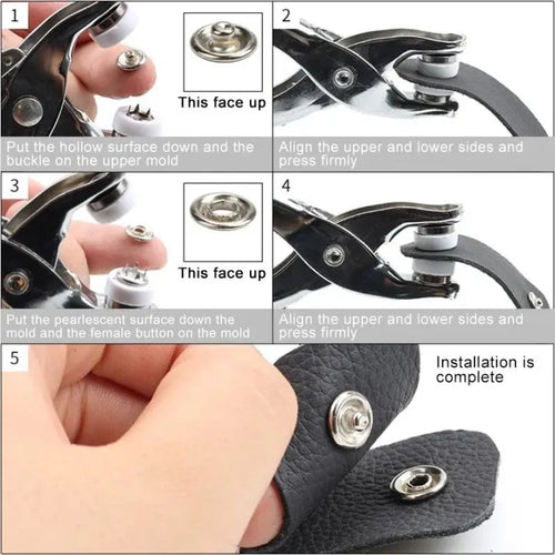 High Quality Metal Snap Buttons Press Plier_9.5mm Metal Sewing Prong Ring Buttons Clip Plier _Diy Button Punch Tool For Baby Clothes_abaya Ring Metal Button Presser Machine Fastener Snap Buttons Kit Tich Button Tool Kit (Homeducts)
