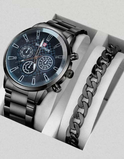 Pack of 2 Fashion Mens Stainless Steel Random Dial Watches Wristwatch Calendar Luminous Clock Men Business Casual Watch