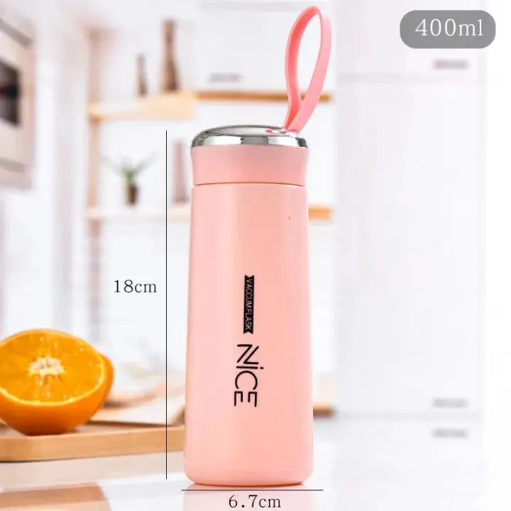 Water Bottles, Glass/Plastic 400 ML Water bottles, Sports water bottles Double walled Keeps Easy to carry for Walking Hiking, school water bottle, Multicolor (1 Piece) coffee mug
