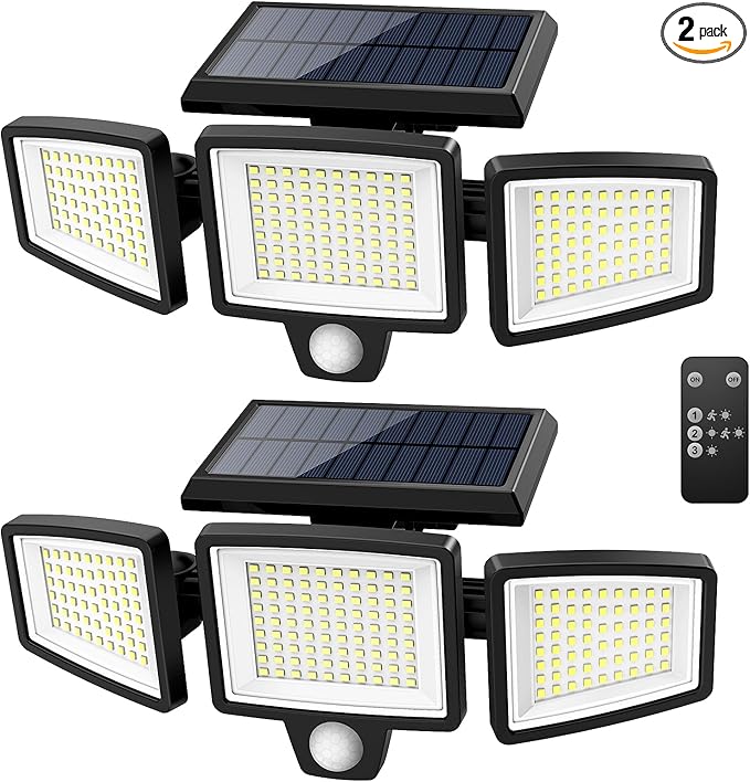 Tuffenough Solar Outdoor Lights 2500LM 210 LED Security Lights – Motion Sensor Waterproof Wall Light for Garden, Yard & Garage