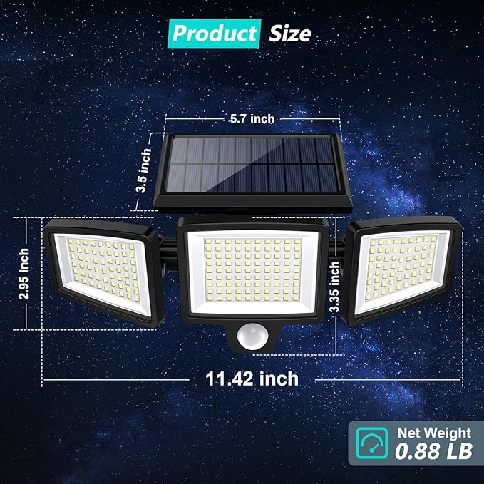 Tuffenough Solar Outdoor Lights 2500LM 210 LED Security Lights – Motion Sensor Waterproof Wall Light for Garden, Yard & Garage